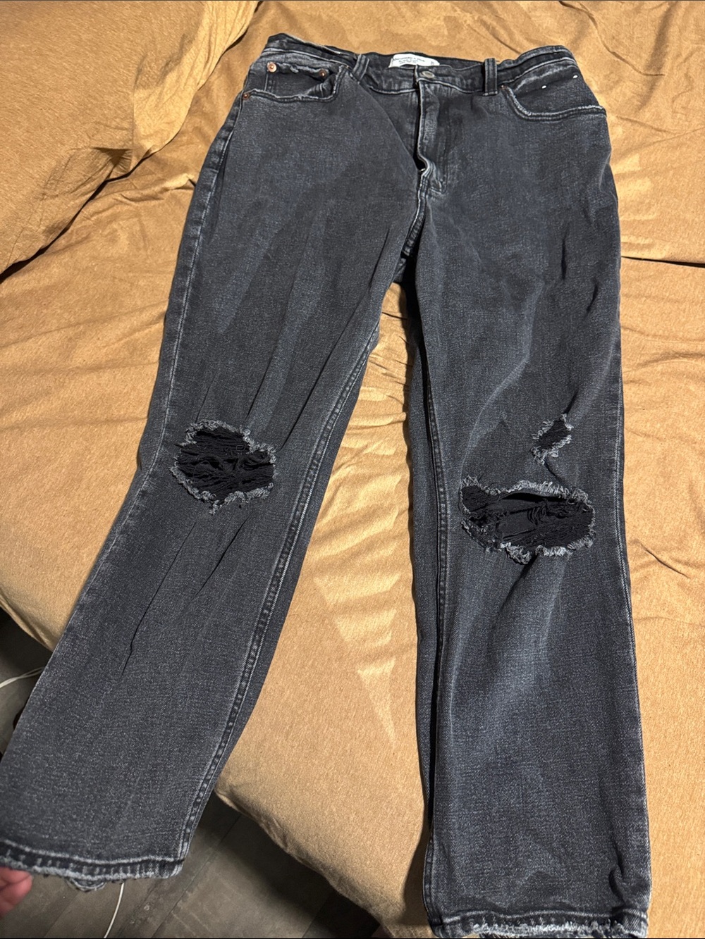 Abercrombie Black Distressed Knee Jeans